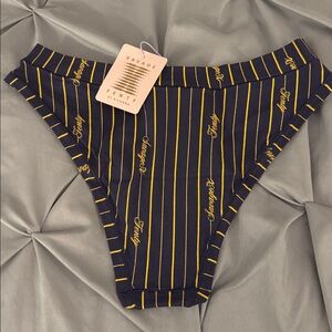 NWT Savage X Fenty Navy and Yellow Striped Cheeky Briefs